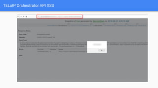 TELoIP Orchestrator API XSS
 