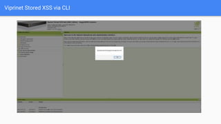 Viprinet Stored XSS via CLI
 
