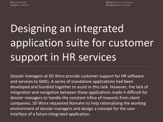An application suite for HR customer support time Q2-Q3 2005 duration  three months  