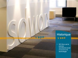 Historique SD Worx est le premier secrétariat social à s'ouvrir à la technologie 1945 1960 1900 
