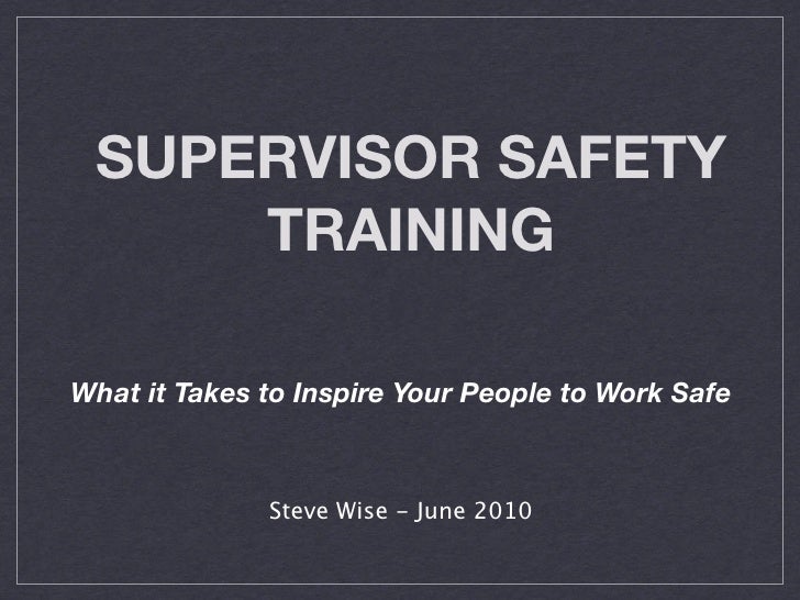 SDW Training Supervisor Safety Keynote Version