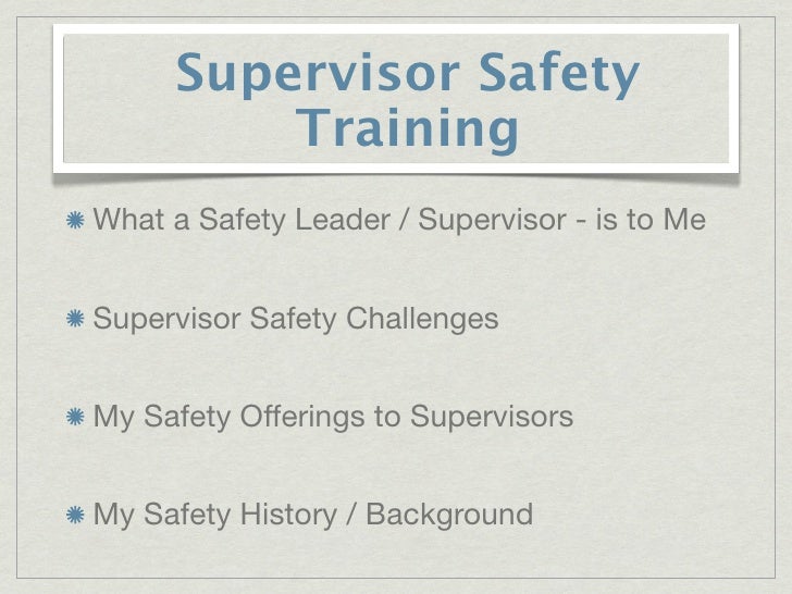 SDW Training Supervisor Safety Keynote Version