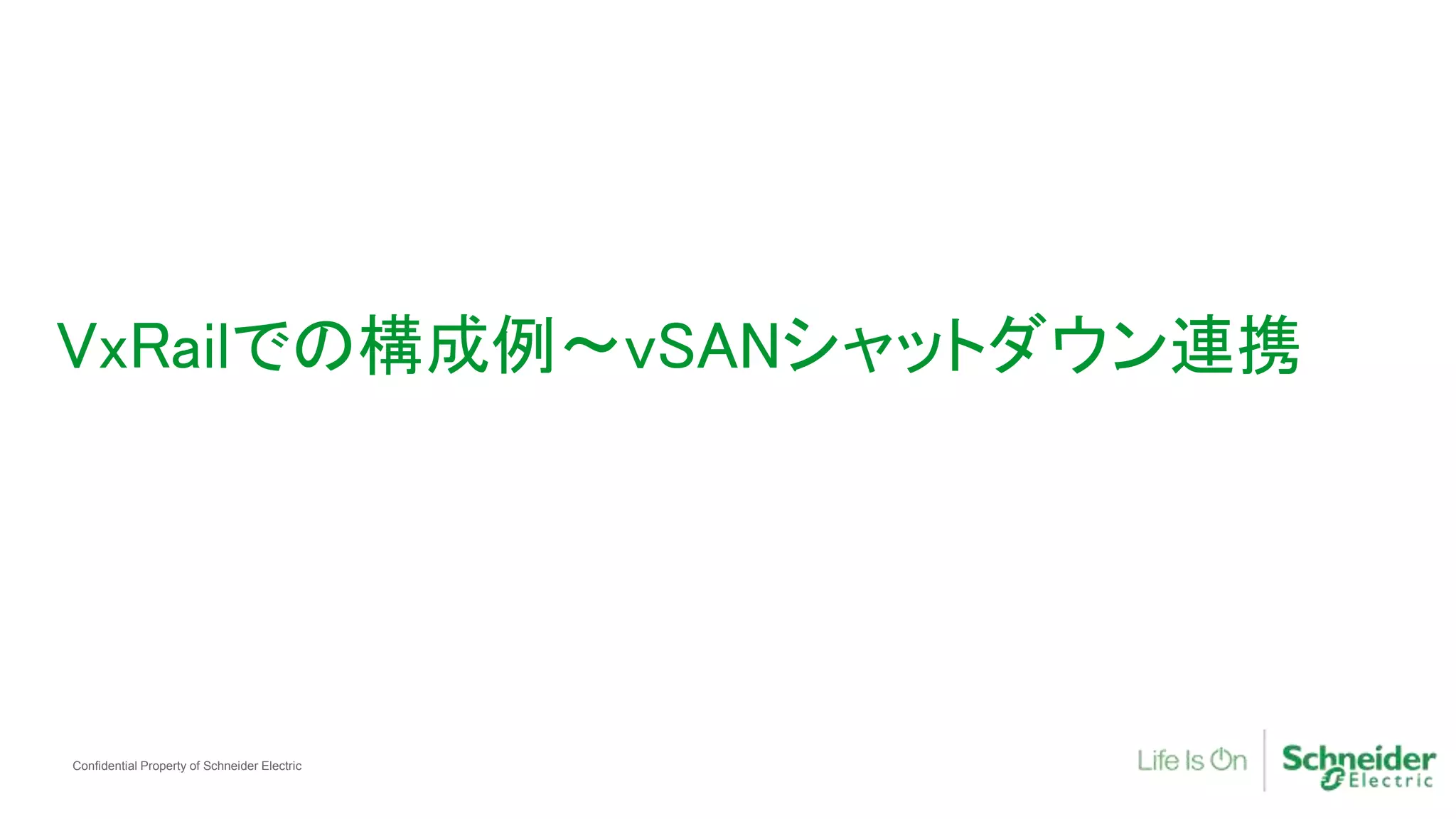 Confidential Property of Schneider Electric
VxRailでの構成例～vSANシャットダウン連携
 