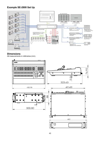 43
Example SE-2800 Set Up
Dimensions
All measurements in millimetres (mm).
 