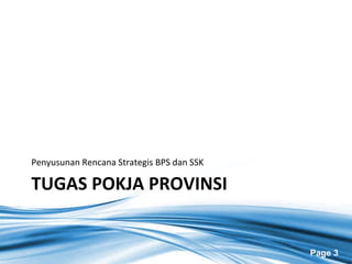 Tahapan Program PPSP - Penyusunan Rencana Strategis BPS dan SSK | PDF