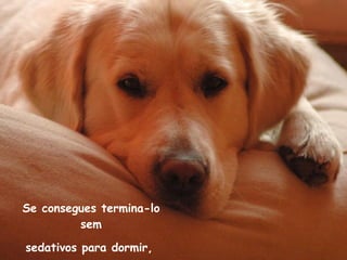 Se consegues termina-lo sem sedativos para dormir,   