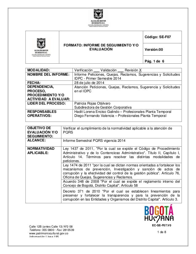 Informe De Seguimiento Peticiones Quejas Y Reclamos Primer Semestre