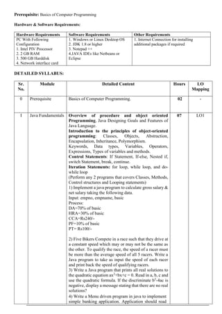 SE-IT JAVA LAB SYLLABUS | PDF