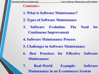 Comprehensive Guide to Software Maintenance and Evolution in Advanced ...