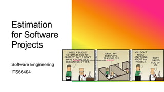 Estimation
for Software
Projects
Software Engineering
ITS66404
This Photo by Unknown Author is licensed under CC BY-SA
 
