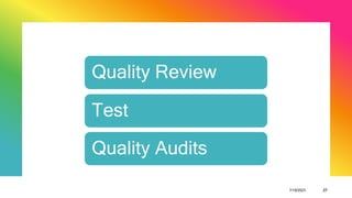 7/19/2023 27
Quality Review
Test
Quality Audits
 