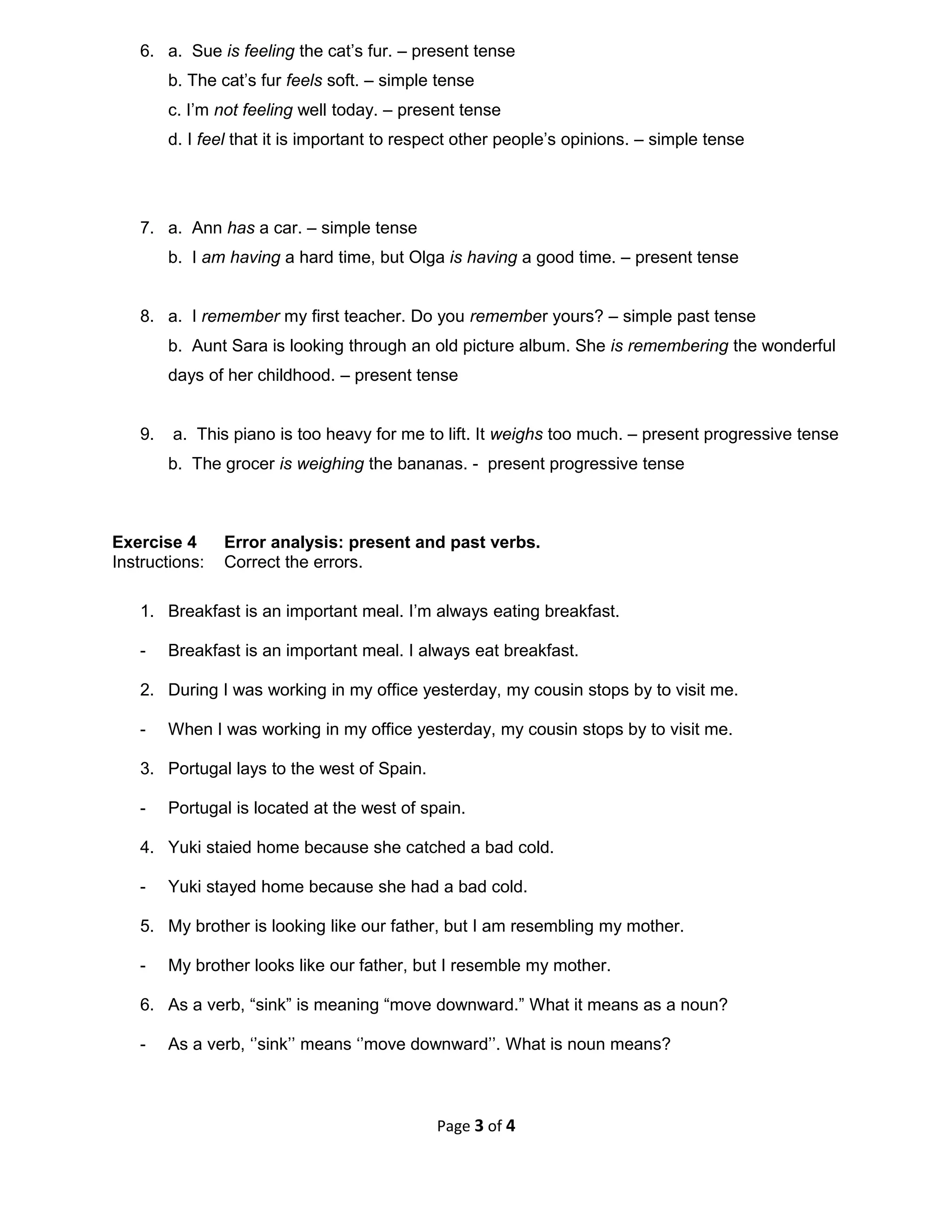 Se 005 verbs 2 simple 2c past-2c present_2c progressive | PDF