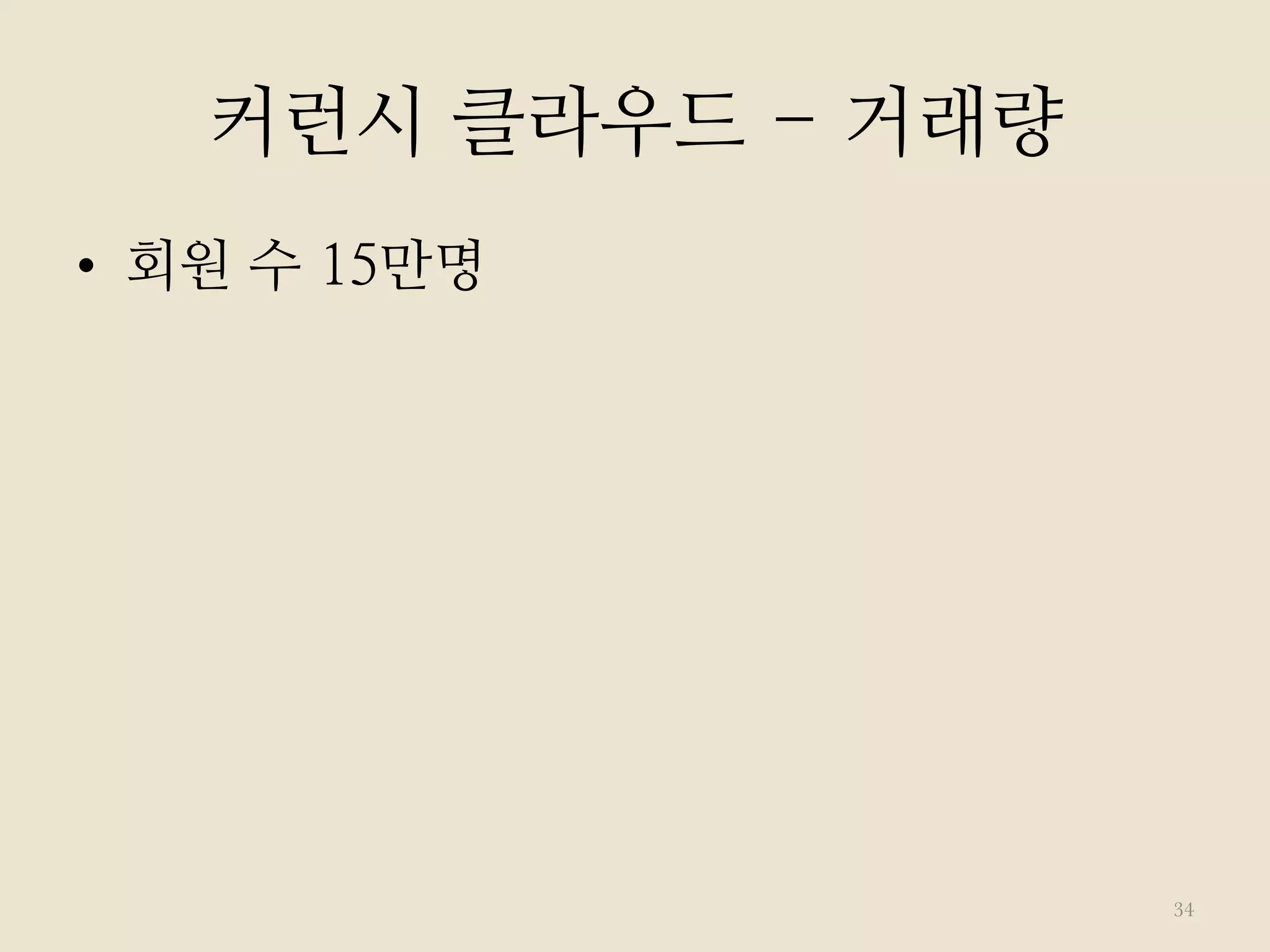 커런시 클라우드 - 거래량
•  회원 수 15만명
34
 
