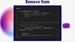 Remove Item
Code here
 
