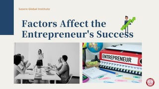 Factors Affect the
Entrepreneur's Success
I used large-scale surveys to generate
numerical data needed in this study
Sasere Global Institute
 