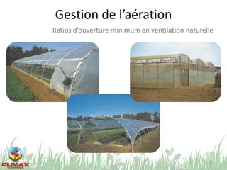 Gestion de l’aération
33
Ratios d’ouverture minimum en ventilation naturelle
 