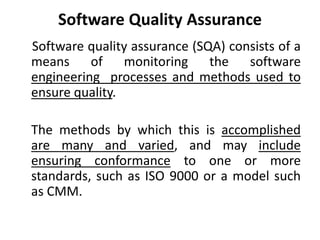 SOFTWARE RELIABILITY AND QUALITY ASSURANCE | PPTX