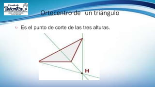 Ortocentro de un triángulo
 Es el punto de corte de las tres alturas.
 