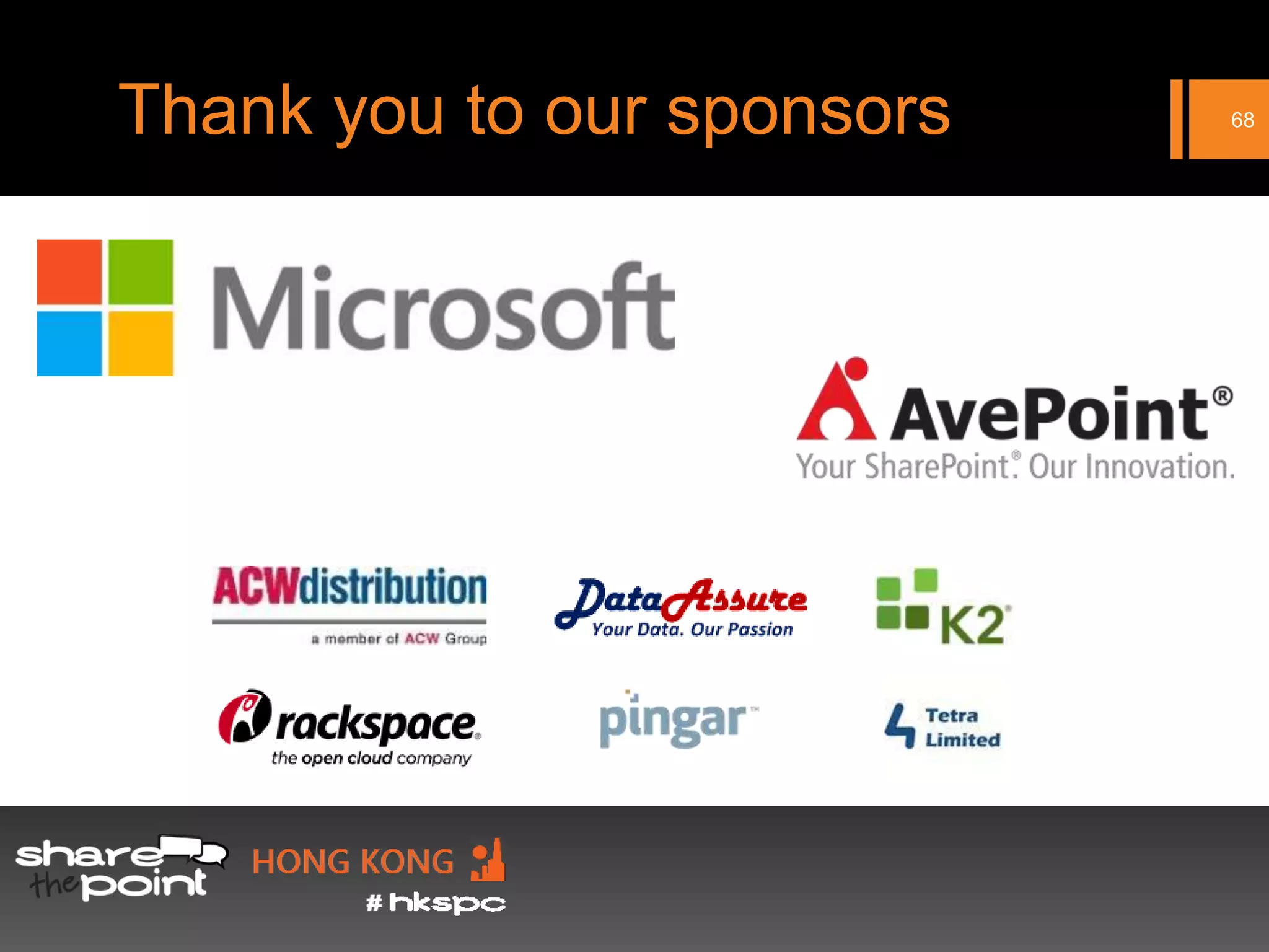 Thank you to our sponsors   68
 