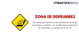 Se utiliza para advertir la proximidad de zonas de
derrumbes o rodados, con posible desprendimiento
de materiales y su presencia en la vía.
ZONA DE DERRUMBES
 