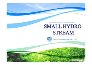 Current Micro Hydro Generation System




     Seabell International Co., Ltd.




                                        1
 