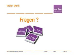 Vielen Dank




                                                Fragen ?




Lernen ist wichtiger als Wissen | Jörg Dirbach, Manuel Hachem   4. Juni 2012   Folie 26   © Zühlke 2012
 