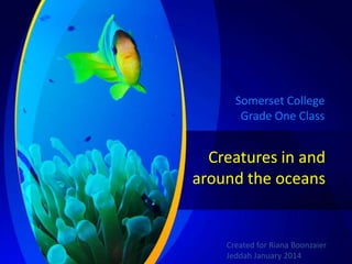Somerset College
Grade One Class

Creatures in and
around the oceans

Created for Riana Boonzaier
Jeddah January 2014

 