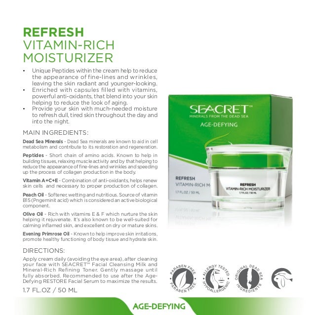 seacret refresh vitamin rich moisturizer
