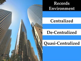 Centralized De-Centralized Quasi-Centralized Records Environment 