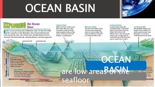 OCEAN BASIN
OCEAN
BASINare low areas of the
seafloor
 