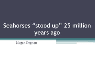 Seahorses “stood up” 25 million
           years ago
    Megan Degnan
 