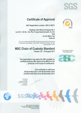 Seajoco ASC Certificate