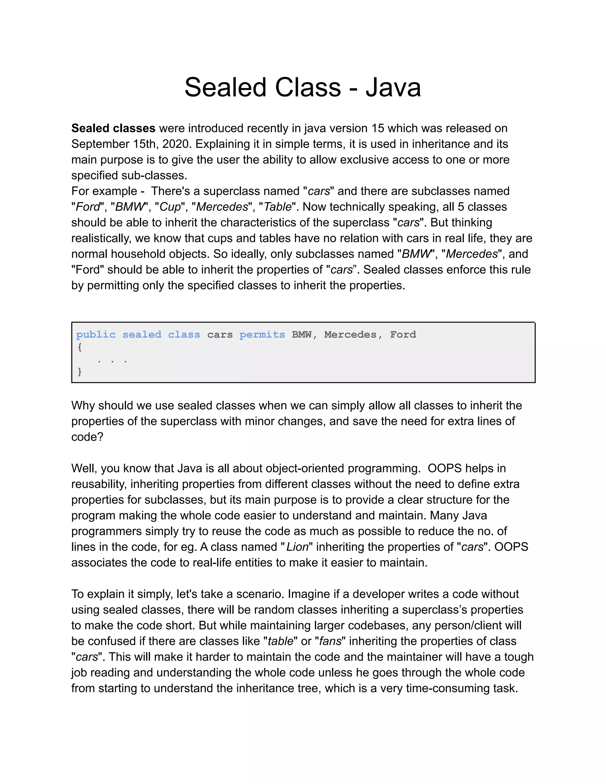 Sealed classes java | PDF