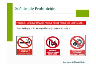 Señales de Prohibición
PROHIBEN UN COMPORTAMIENTO QUE PUEDE PROVOCAR UN PELIGRO.
Símbolo Negro, color de seguridad: rojo, contraste blanco.
 