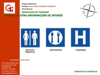 Señales con OTRA INFORMACIÓN DE INTERÉS Servicios Higiénicos Alimentación Hospedaje 