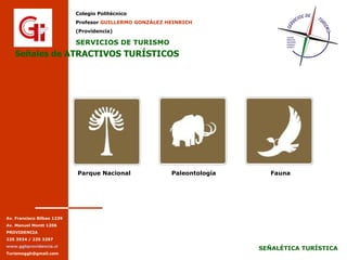 Señales de ATRACTIVOS TURÍSTICOS Parque Nacional Paleontología Fauna 