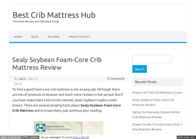 Sealy Soybean Foam Core Crib Mattress Review