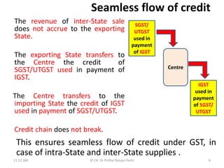 Seamless flow of credit under gst