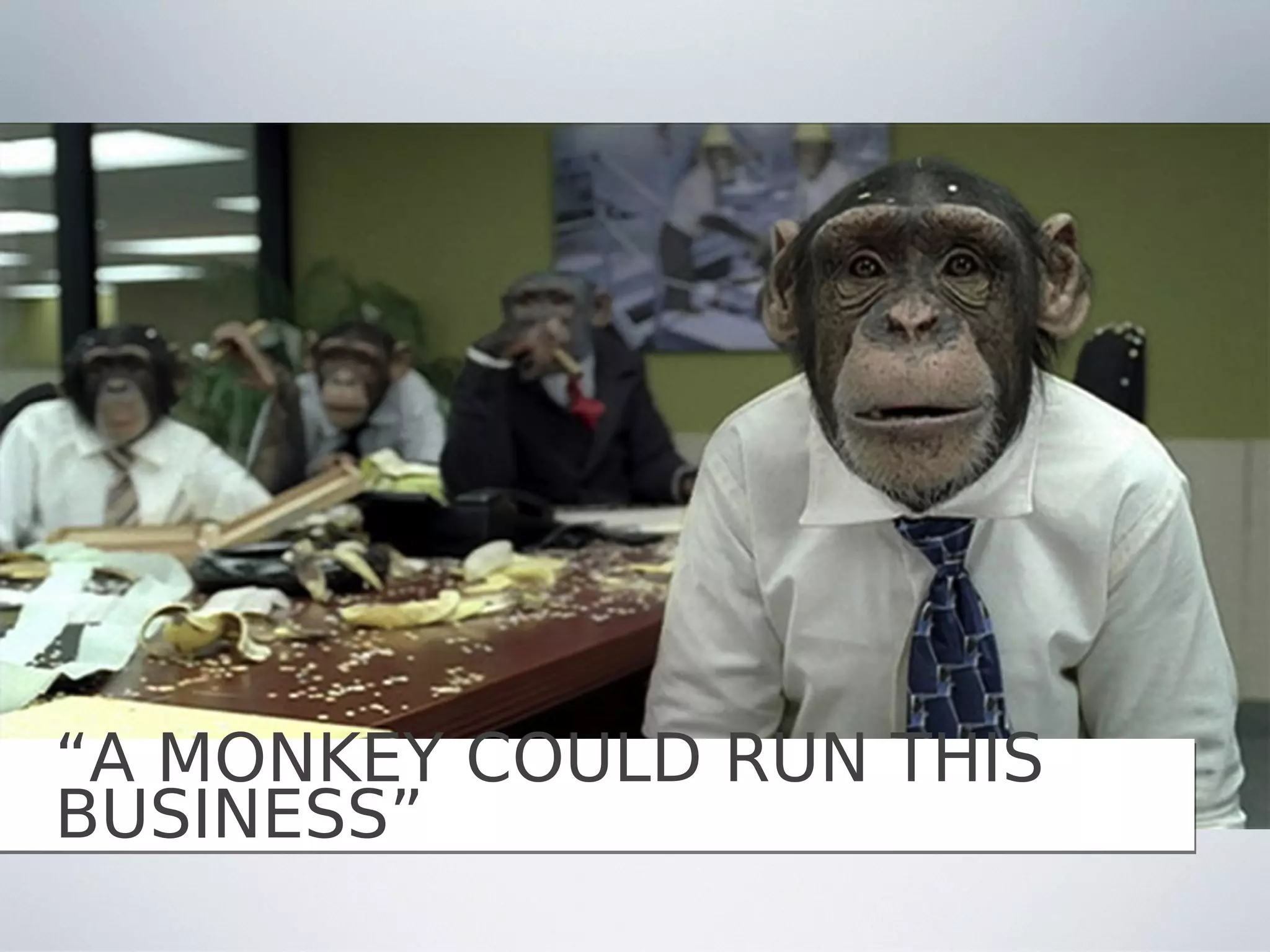 “A MONKEY COULD RUN THIS
BUSINESS”
 