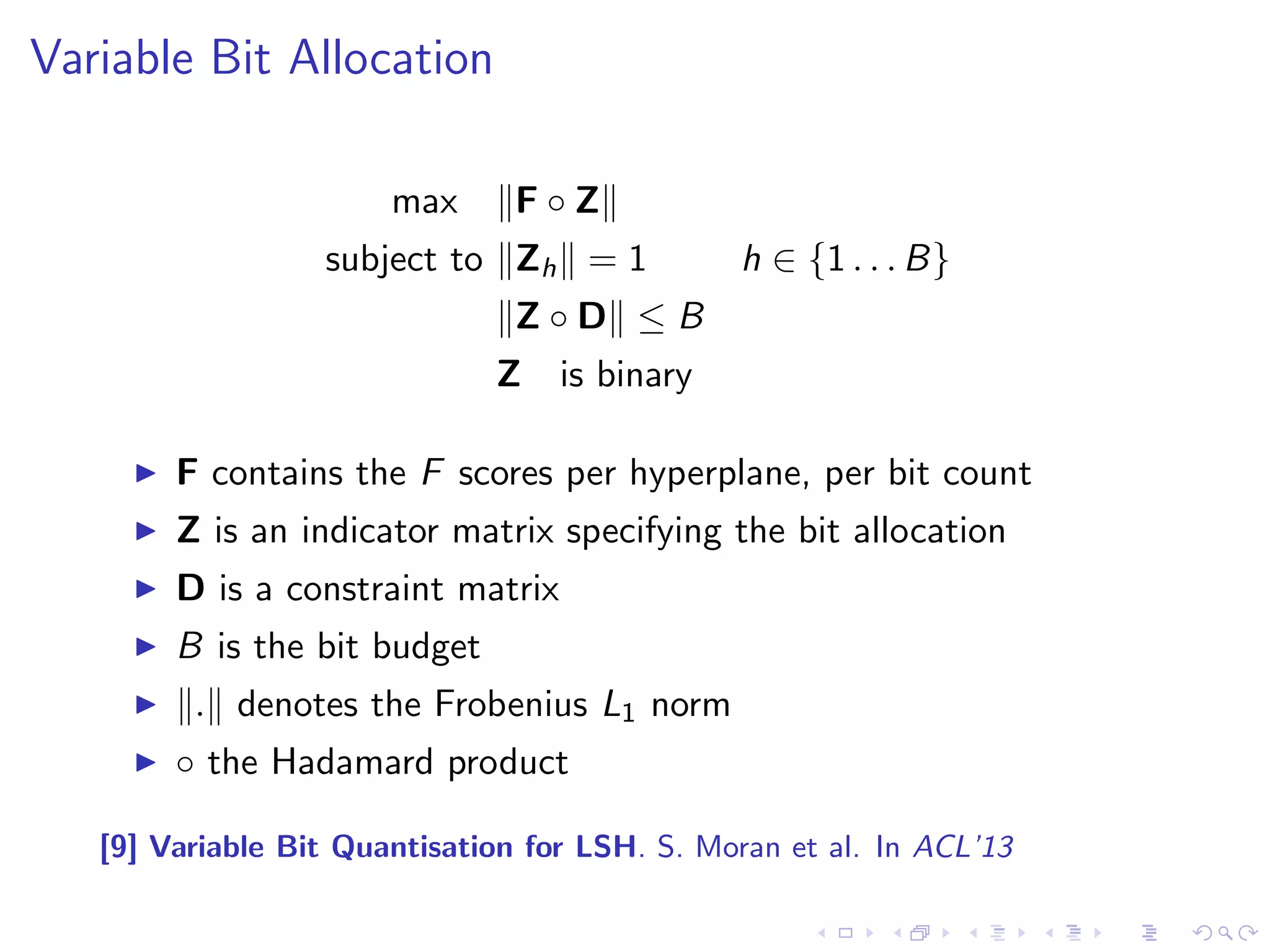 Problem 2: some hyperplanes are better than others 
10 
Projected Dimension 2 n2 
n1 
Projected Dimension 1 
x 
y 
n2 
n1 
h1 
h2 
11 
00 01 
 