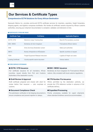 Comprehensive ECTN Certificate Services for African Cargo Shipments | PDF