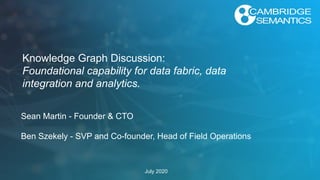 Sean Martin - Founder & CTO
Ben Szekely - SVP and Co-founder, Head of Field Operations
July 2020
Knowledge Graph Discussion:
Foundational capability for data fabric, data
integration and analytics.
 