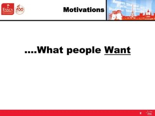 2
Motivations
….What people Want
 