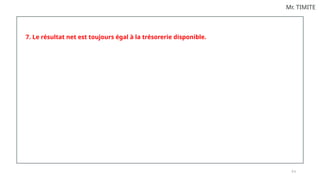 9 3
Mr. TIMITE
7. Le résultat net est toujours égal à la trésorerie disponible.
 